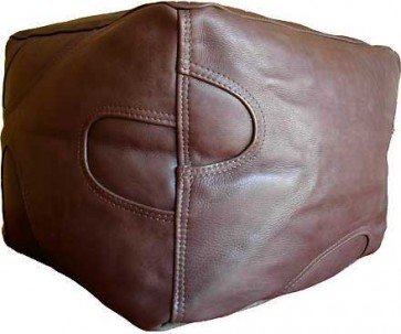Premium Leather Cube Footstool - Brown