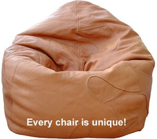 Handcrafted Tan Leather Beanbag Chair